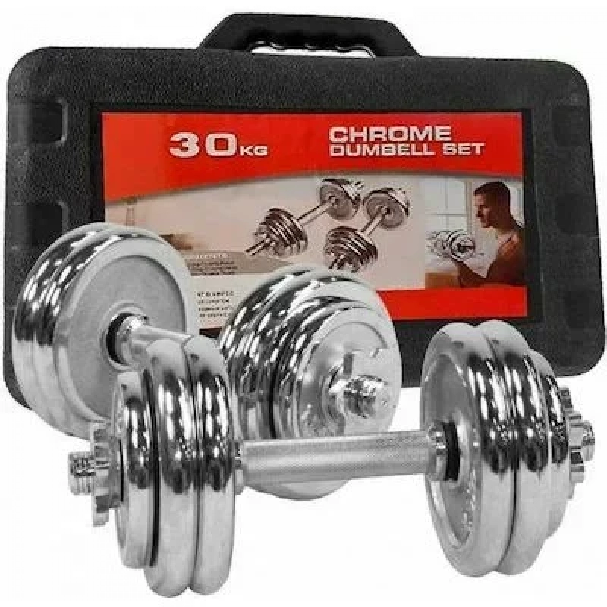 Σετ αλτήρες γυμναστικής συνολικού βάρους 30kg με μπάρα & θήκη μεταφοράς - Image 3