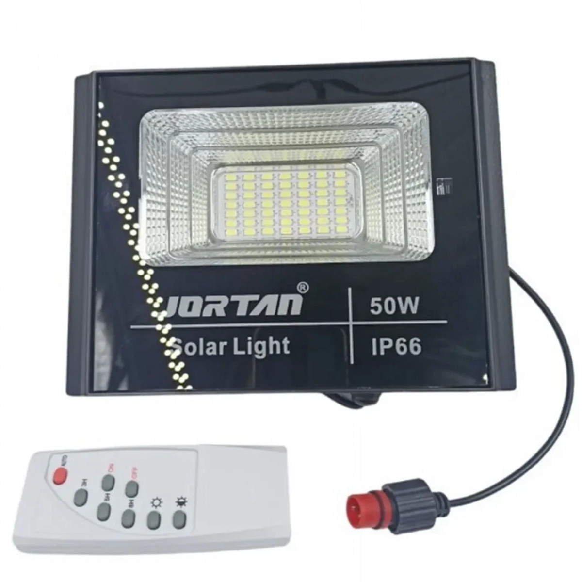 Στεγανός Ηλιακός Προβολέας IP66 Ισχύος 50W με Τηλεχειριστήριο και Ψυχρό Λευκό Φως σε Μαύρο χρώμα JT-BJ50W
