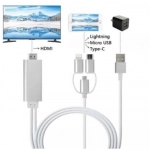 HDMI Καλώδιο 4K HDR 2m σε USB-A, Micro USB, Lightning, Type-C Andowl QY-A8 – Λευκό
