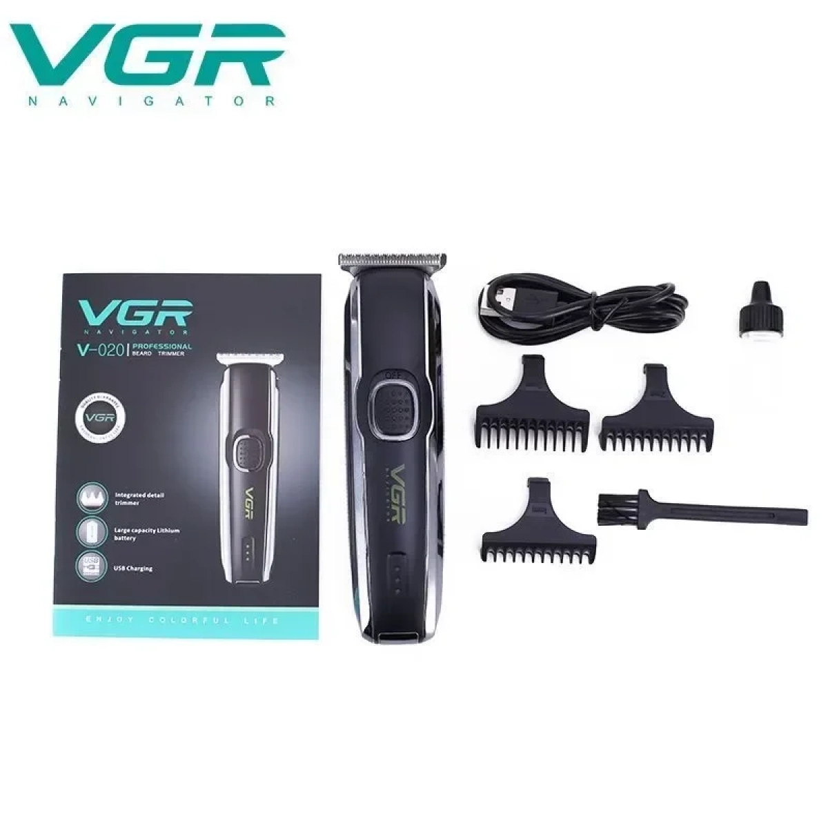 VGR V-020 Επαγγελματική Επαναφορτιζόμενη Κουρευτική Μηχανή σε Μαύρο Χρώμα
