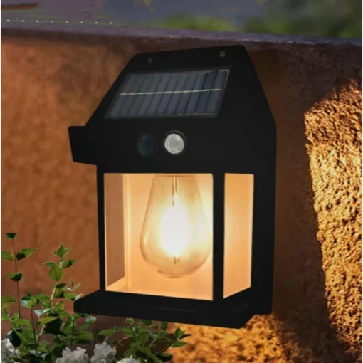 Επιτοίχιο ηλιακό φωτιστικό κήπου Solar Interaction Wall Lamp NK-998 μαύρο