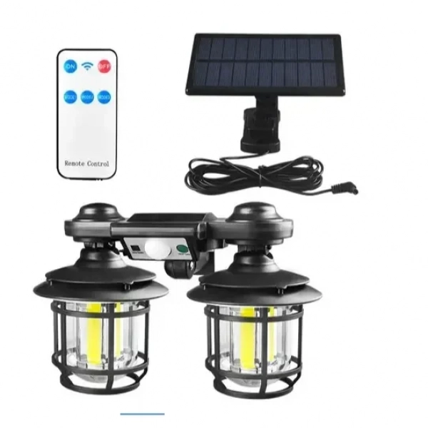 Αισθητήρας κίνησης δύο κεφαλών ηλιακό φωτιστικό τοίχου χωρισμένο σε 3 λειτουργίες Τηλεχειριστήριο αδιάβροχο IP65 (JD-2217A)