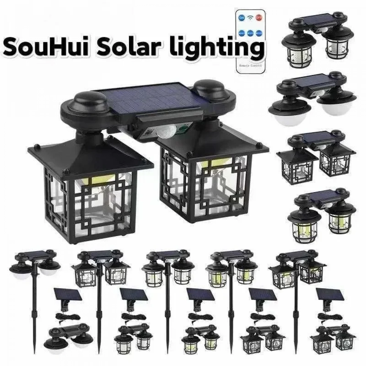 JD-2219 Επιτοίχιο Ηλιακό Φωτιστικό Φανάρι 50W 500lm Ψυχρό Λευκό 6500K με Αισθητήρα Κίνησης