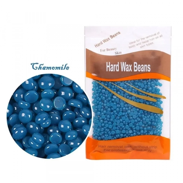 Hard Wax Beans Ζεστό Αποτριχωτικό Κερί σε Σταγόνες 100gr με άρωμα Χαμομήλι σε Μπλε Χρώμα