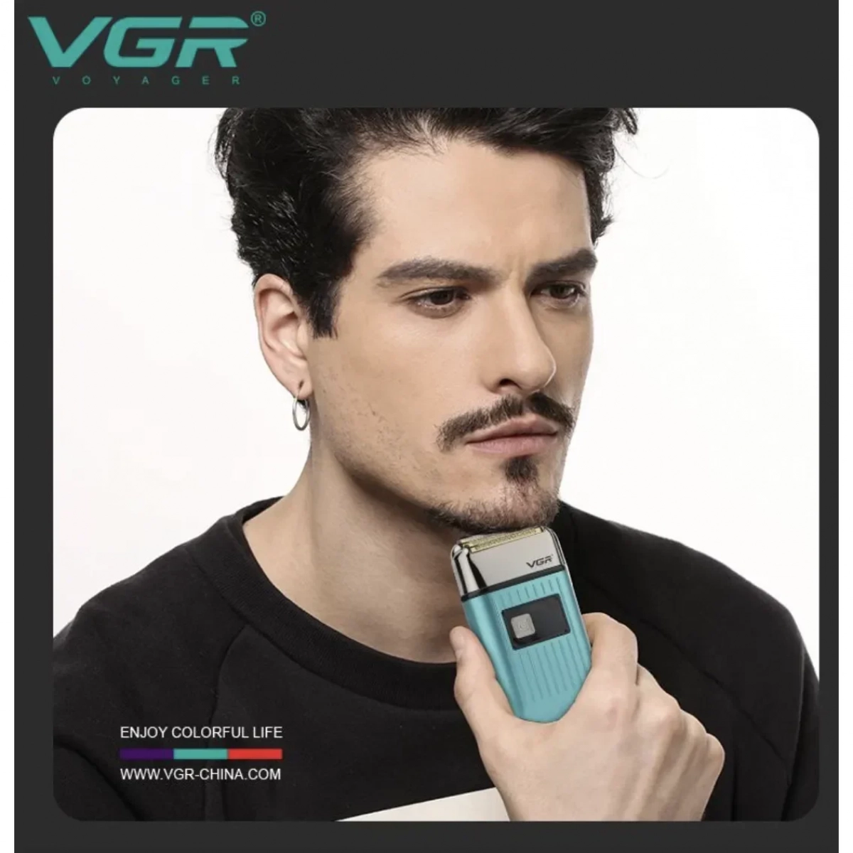 VGR V-357 Επαγγελματική Ξυριστική Μηχανή Αδιάβροχη με οθόνη LED σε Μπλε Χρώμα