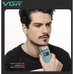 VGR V-357 Επαγγελματική Ξυριστική Μηχανή Αδιάβροχη με οθόνη LED σε Μπλε Χρώμα