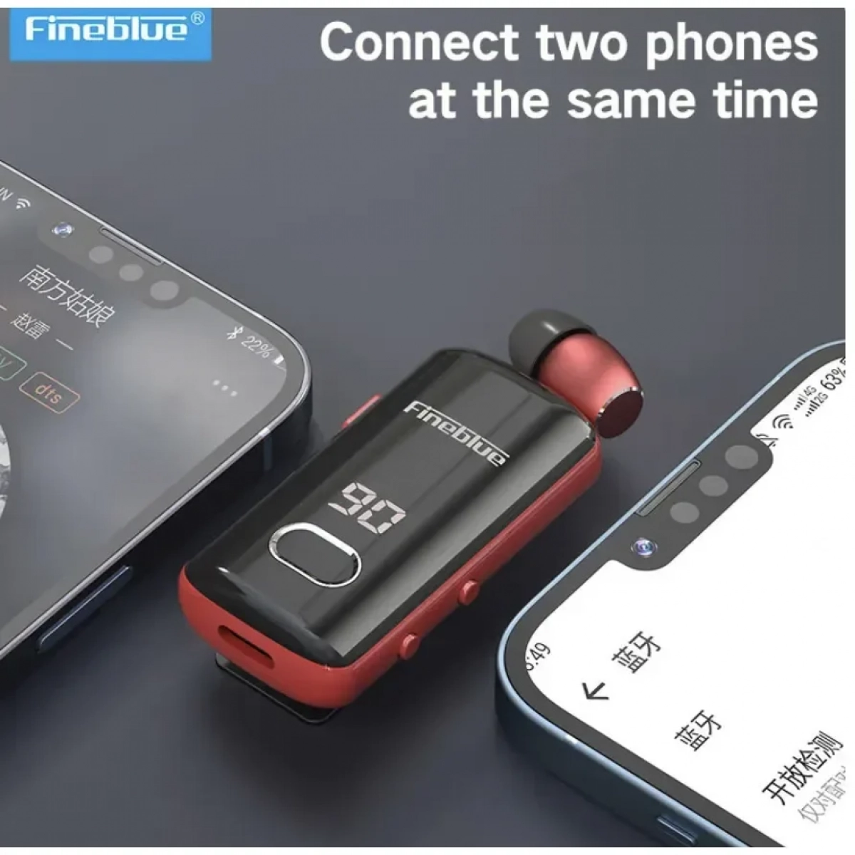 Fineblue F580 In-ear Bluetooth Handsfree Ακουστικό Μπλε