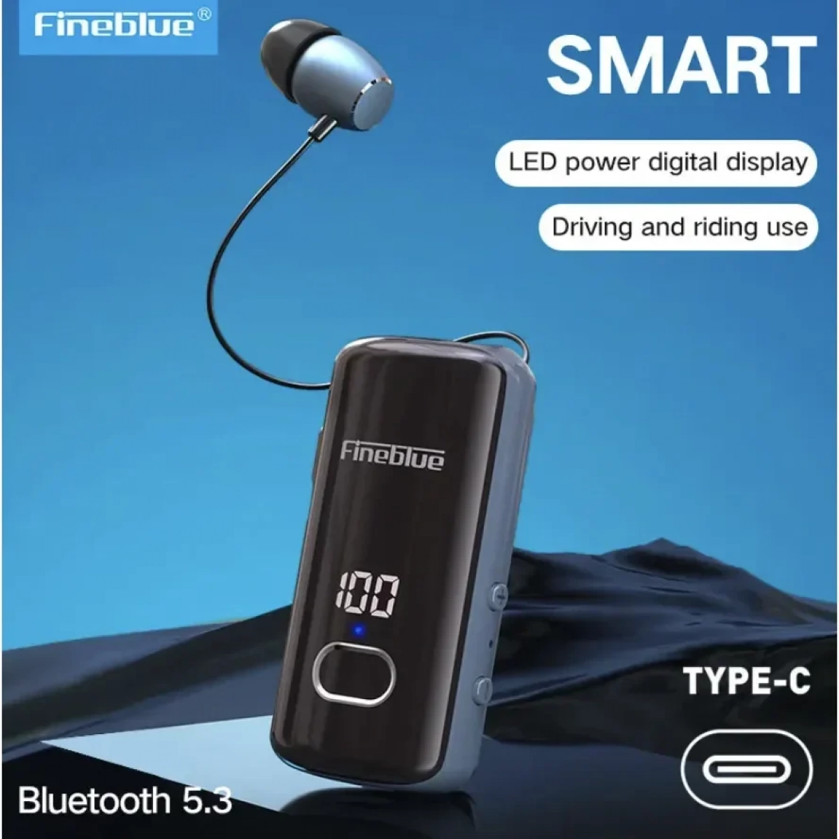 Fineblue F580 In-ear Bluetooth Handsfree Ακουστικό Μπλε