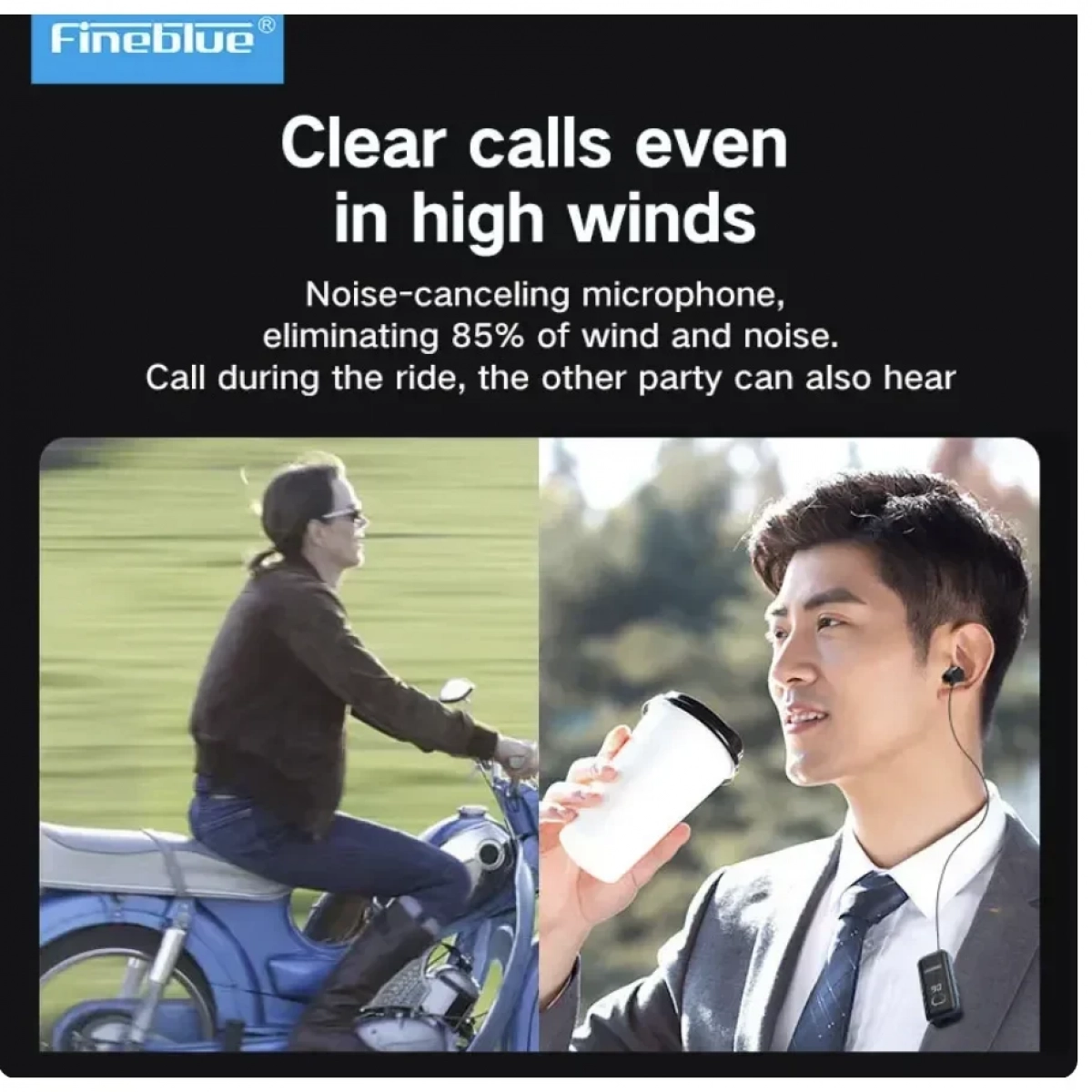Fineblue F580 In-ear Bluetooth Handsfree Ακουστικό Μπλε