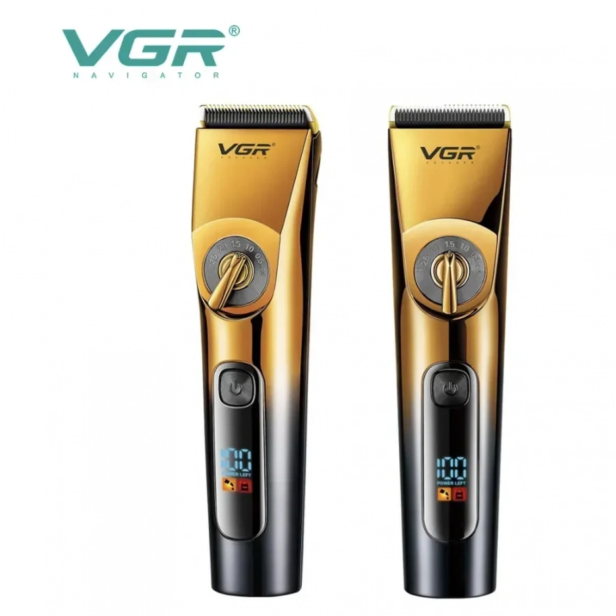 VGR V-663 Επαγγελματική Αδιάβροχη Κουρευτική Μηχανή με USB & οθόνη LED σε Κίτρινο Χρώμα