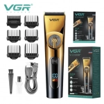 VGR V-663 Επαγγελματική Αδιάβροχη Κουρευτική Μηχανή με USB & οθόνη LED σε Κίτρινο Χρώμα