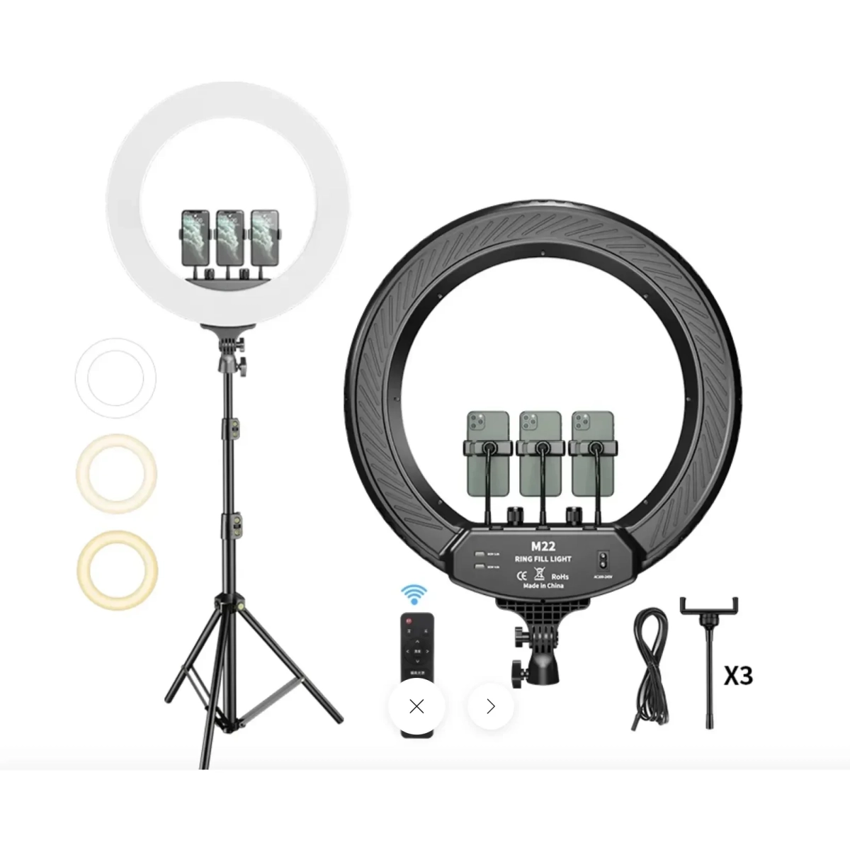 Ring Light 56cm 22'' 3200K-6000K και Βάση για Κινητό