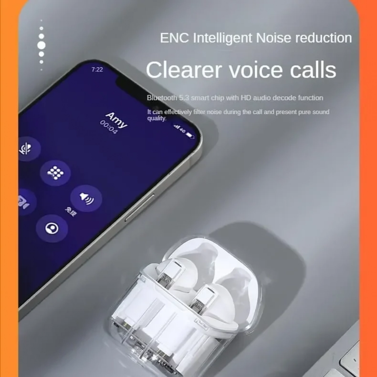 ΥΧ-06 TWS Ασύρματα Διάφανα Ακουστικά bluetooth V5.3 IPX5 σε Μαύρο Χρώμα
