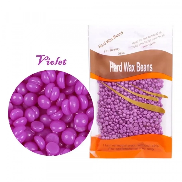 Hard Wax Beans Ζεστό Αποτριχωτικό Κερί σε Σταγόνες 100gr με άρωμα Βιολέτας σε Μωβ Χρώμα