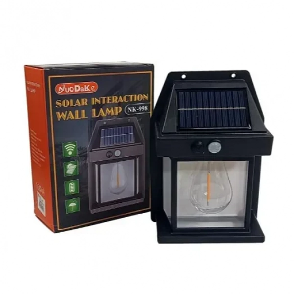 Επιτοίχιο ηλιακό φωτιστικό κήπου Solar Interaction Wall Lamp NK-998 μαύρο