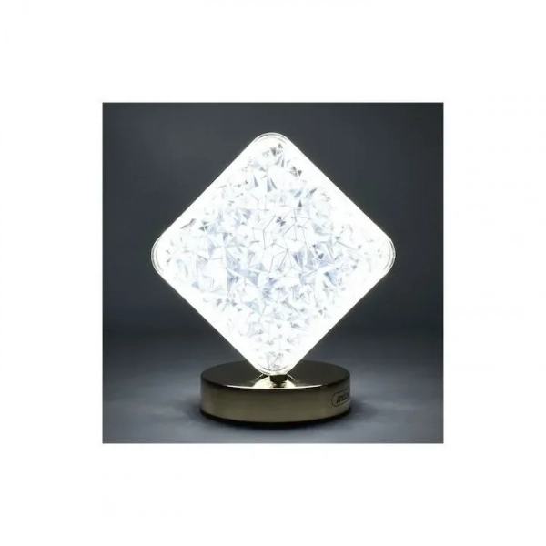 Επιτραπέζιο Διακοσμητικό Φωτιστικό LED 20.5 cm “Κρυστάλλινο Τετράγωνο” Αφής 3πλου Λευκού Φωτισμού Andowl Q-D004Y – Χρυσό