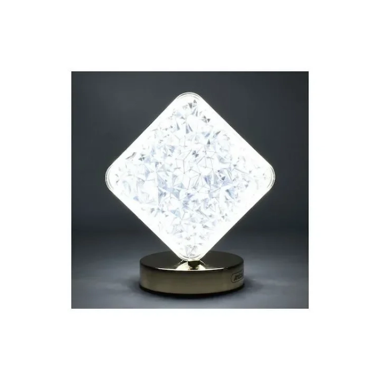 Επιτραπέζιο Διακοσμητικό Φωτιστικό LED 20.5 cm “Κρυστάλλινο Τετράγωνο” Αφής 3πλου Λευκού Φωτισμού Andowl Q-D004Y – Χρυσό
