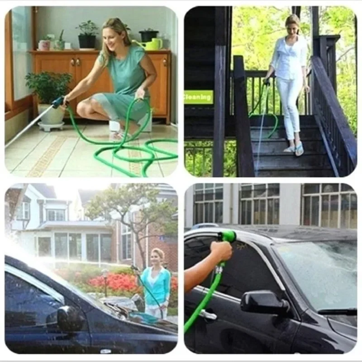 Magic Garden Hose Expandable Magic Rubber Επεκτεινόμενο Λάστιχο Κήπου & Βεράντας 50m σε Πράσινο χρώμα