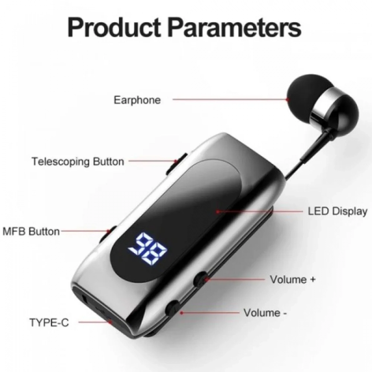 Bluetooth Handsfree Borofone K58 In-ear Bluetooth Handsfree Ακουστικό Πέτου Μαύρο
