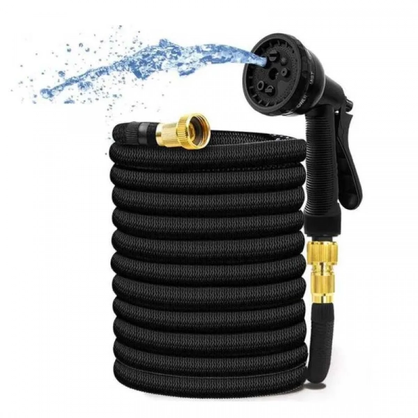 Magic Garden Hose Expandable Magic Rubber Επεκτεινόμενο Λάστιχο Κήπου & Βεράντας 50m σε Μαύρο χρώμα