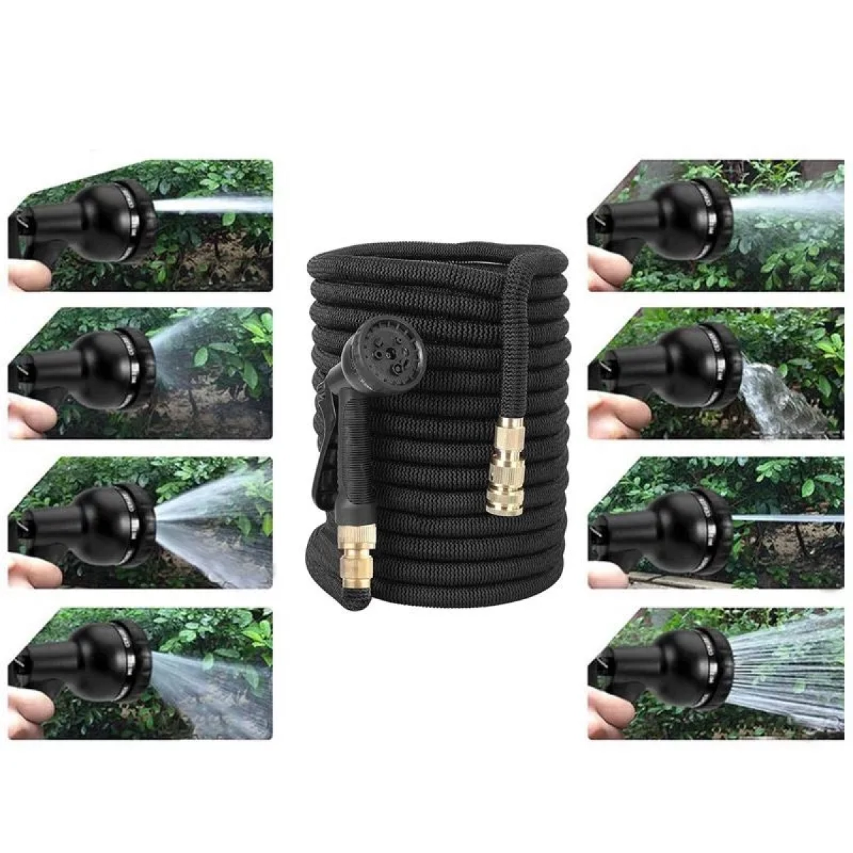 Magic Garden Hose Expandable Magic Rubber Επεκτεινόμενο Λάστιχο Κήπου & Βεράντας 50m σε Μαύρο χρώμα