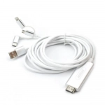 HDMI Καλώδιο 4K HDR 2m σε USB-A, Micro USB, Lightning, Type-C Andowl QY-A8 – Λευκό