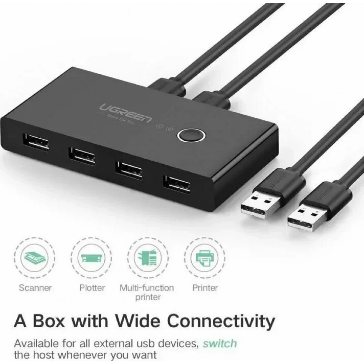 Sharing Switch Box USB 2.0 UGREEN US216 Black 30767 - Image 3