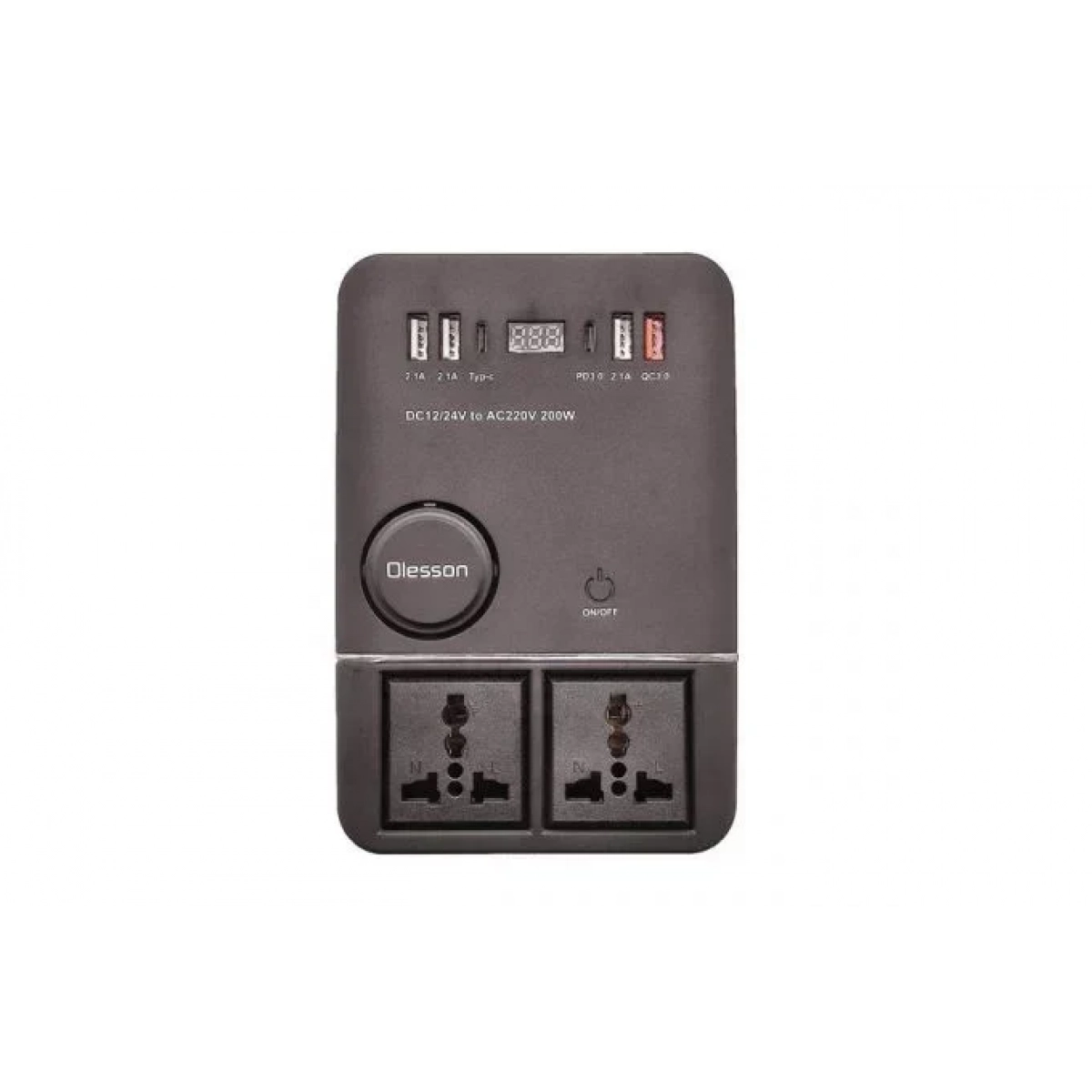 Inverter αυτοκινήτου 200W για μετατροπή 12V – 24V DC σε 220V AC με 4xUSB Olesson 1661 μαύρο