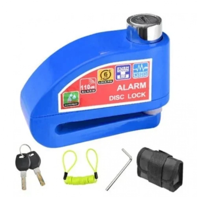 Αντικλεπτική κλειδαριά δισκόφρενου με σύστημα συναγερμού μοτοσυκλέτας KS8305 μπλε
