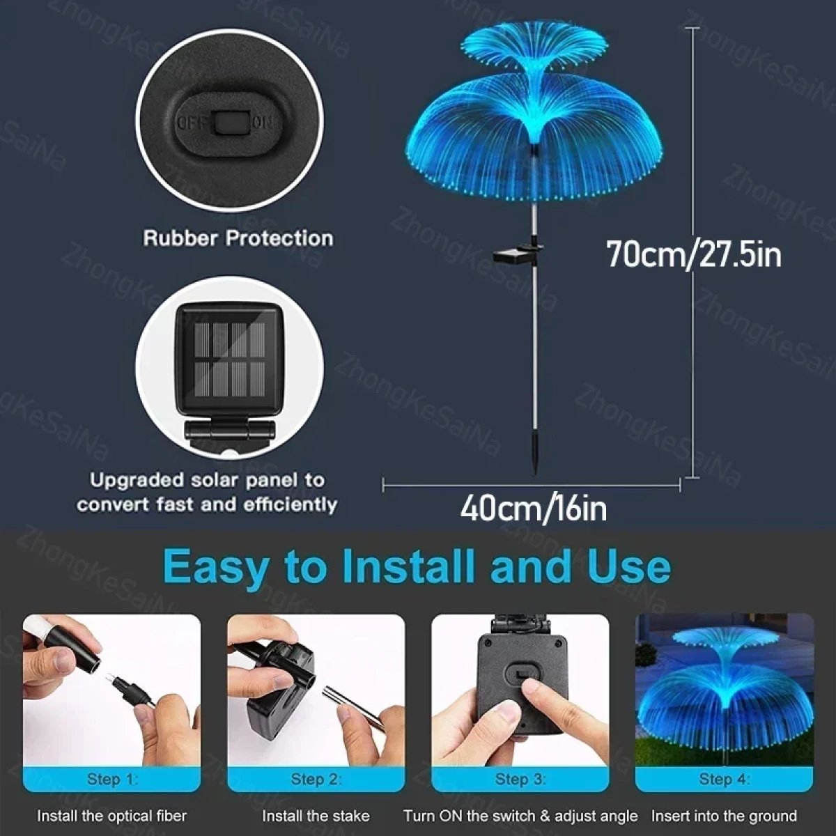 Ηλιακά διακοσμητικά φώτα κήπου LED σε σχήμα σιντριβάνι 2 τεμάχια NK-TY1026