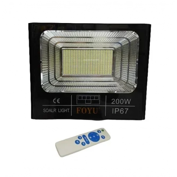 Αδιάβροχος ηλιακός προβολέας LED 200W με πάνελ & τηλεχειριστήριο Foyu FO-T2200