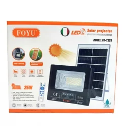 Αδιάβροχος ηλιακός προβολέας LED 25W με πάνελ & τηλεχειριστήριο Foyu FO-T225
