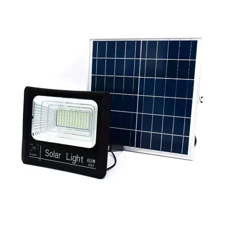 Αδιάβροχος ηλιακός προβολέας LED 60W με πάνελ & τηλεχειριστήριο LJD-6660