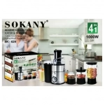Αποχυμωτής φρούτων & λαχανικών 1000W Sokany SK-629 Inox Ασημί - Image 2