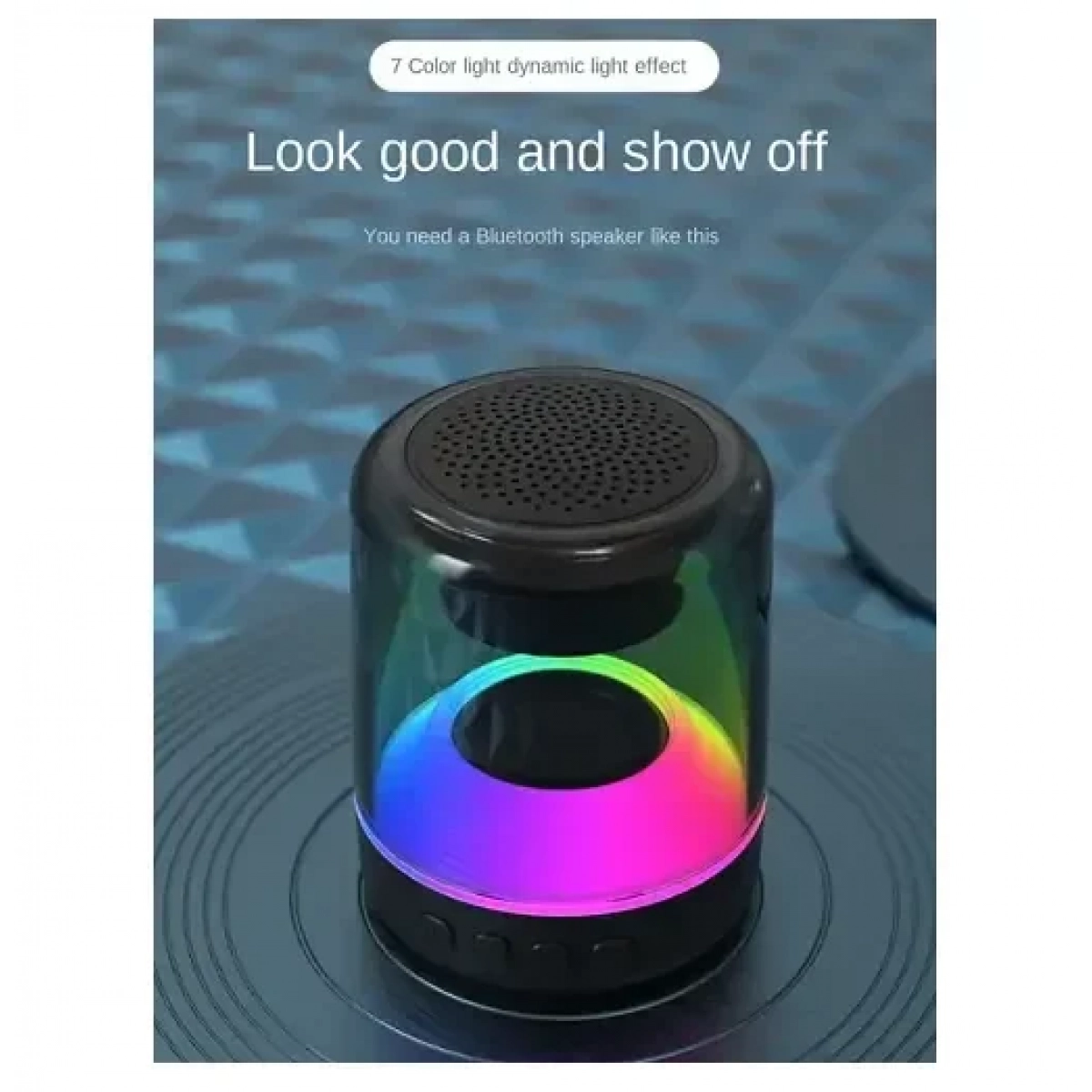Ασύρματο ηχείο Bluetooth με πολύχρωμο LED φωτισμό YD-66 μαύρο - Image 2