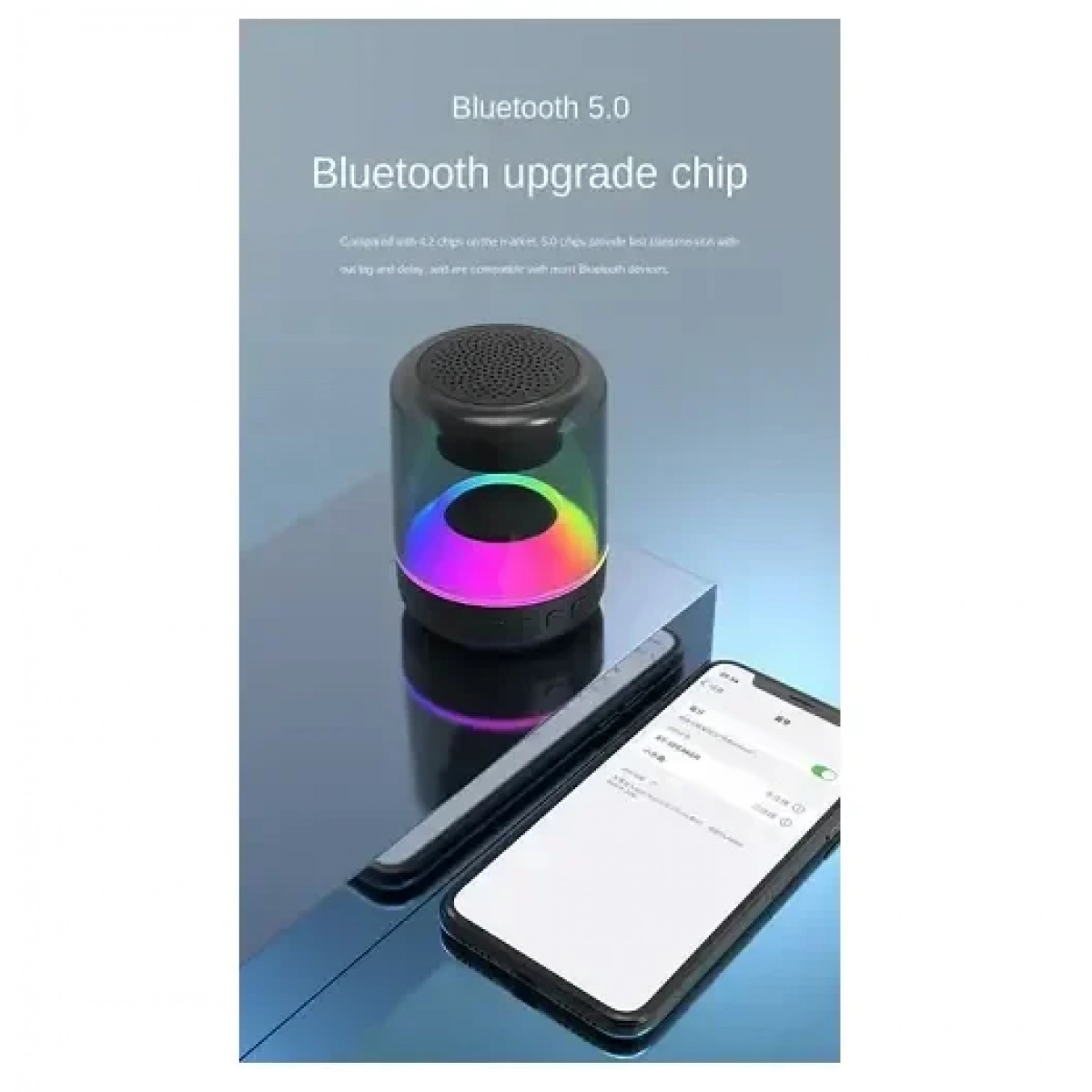 Ασύρματο ηχείο Bluetooth με πολύχρωμο LED φωτισμό YD-66 μαύρο - Image 4