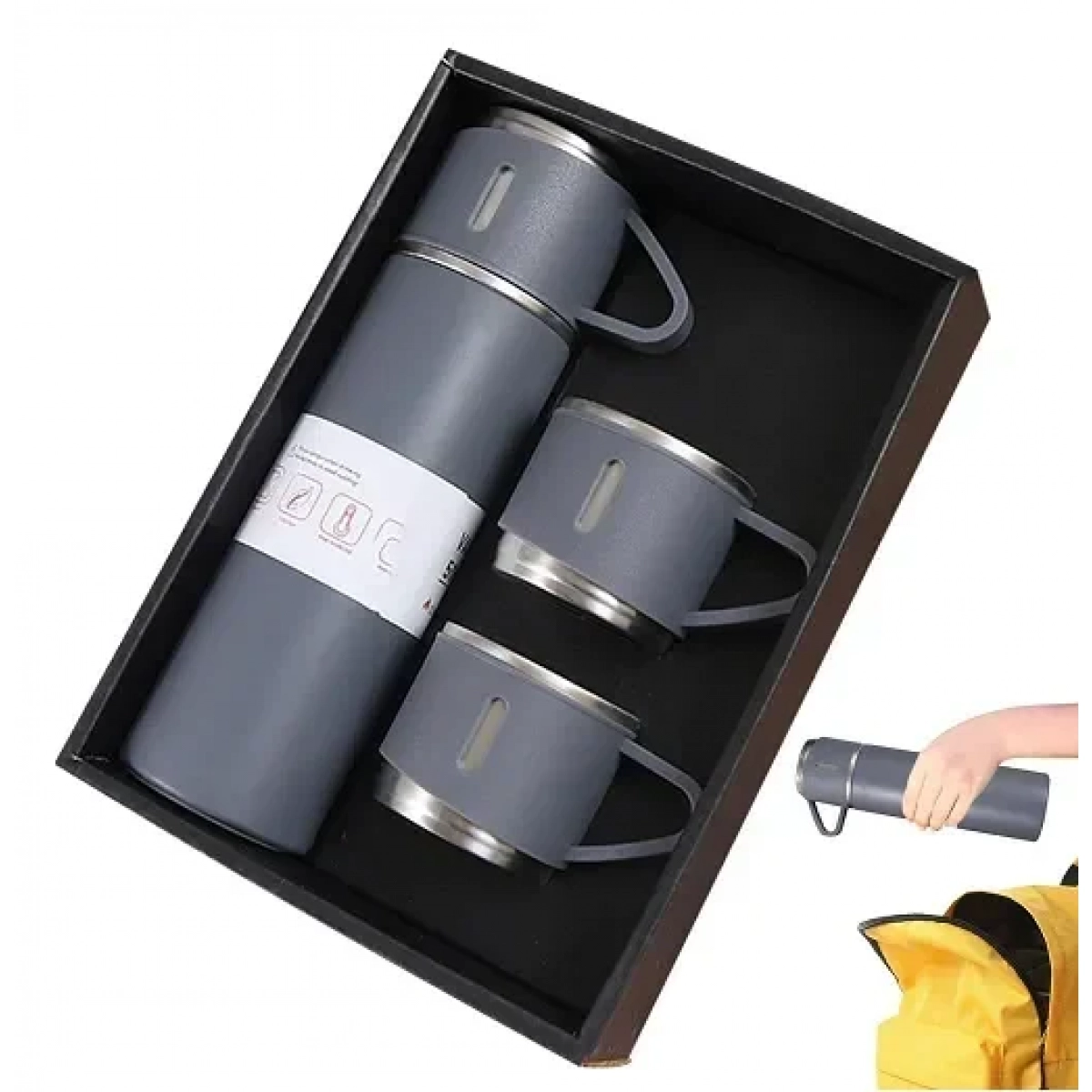 Μπουκάλι νερού θερμός με 3 καπάκια 500ml - Image 2
