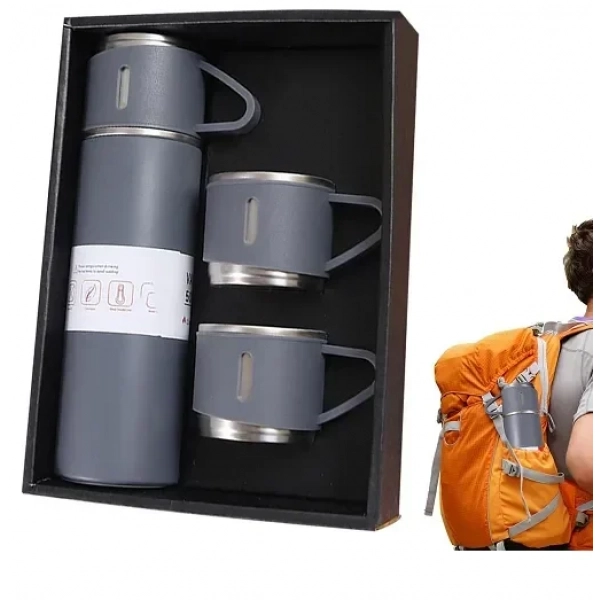 Μπουκάλι νερού θερμός με 3 καπάκια 500ml