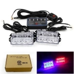 Φώτα strobe LED Προειδοποίησης 4τμχ κόκκινο-μπλε 868A169