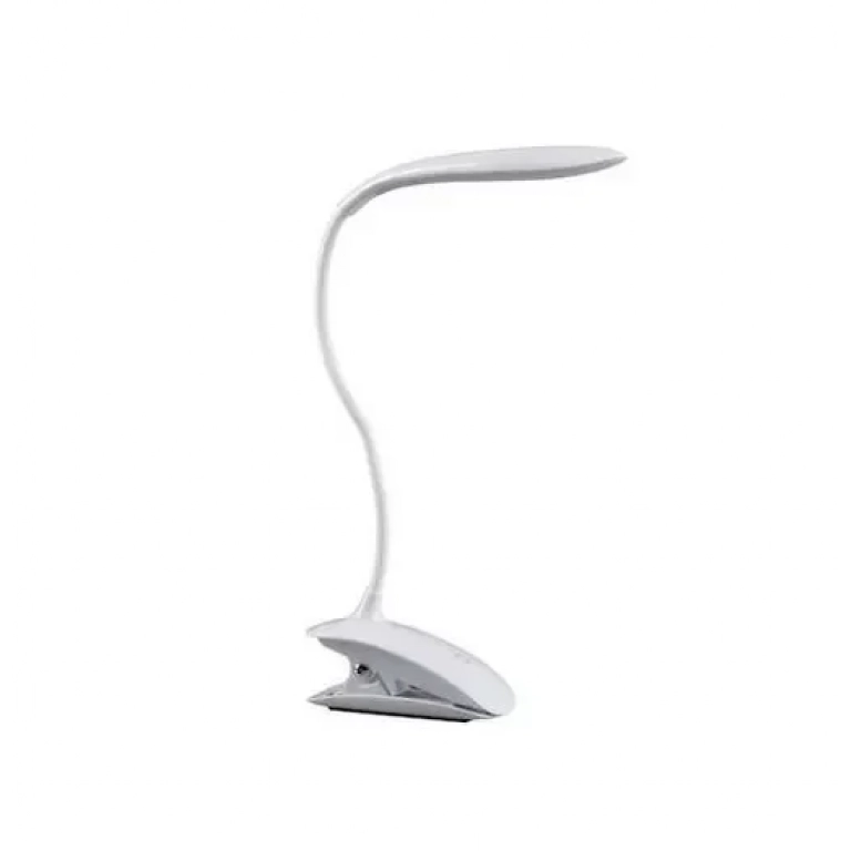 Φωτιστικό γραφείου LED USB με εύκαμπτο βραχίονα & κλιπ λευκό 6211
