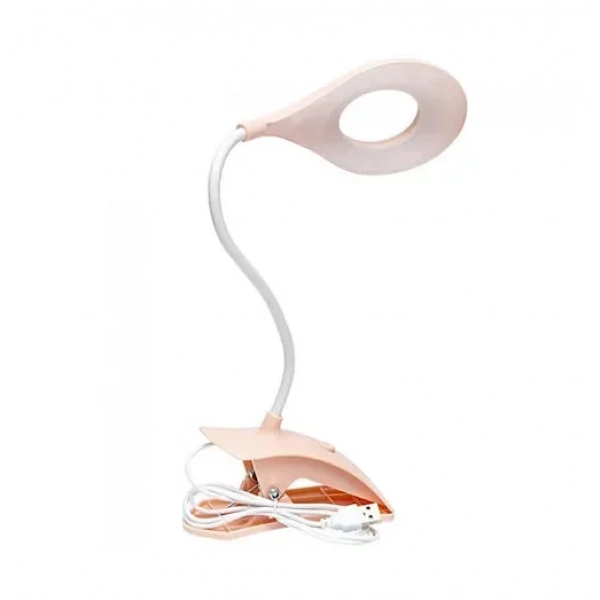 Φωτιστικό γραφείου LED USB με εύκαμπτο βραχίονα & μανταλάκι λευκό-ροζ 6211