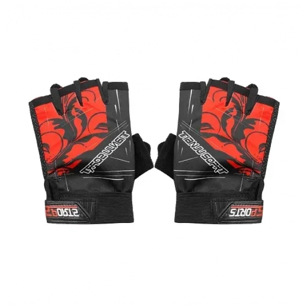 Γάντια ποδηλασίας ενηλίκων ελαστικά κοντά κόκκινο –μαύρο