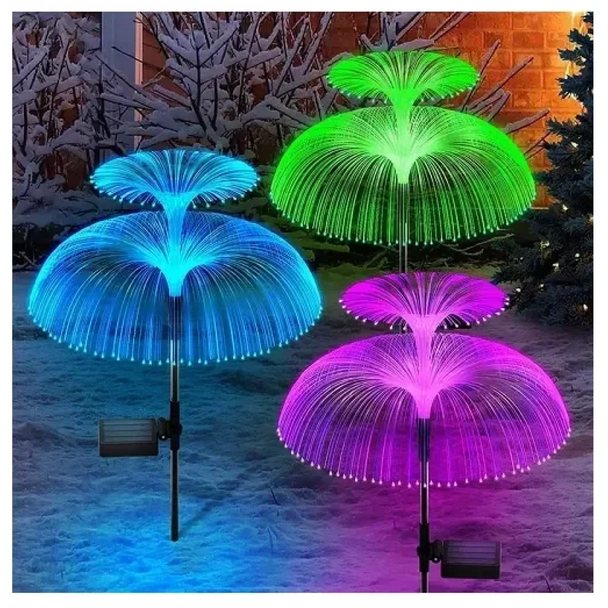 Ηλιακά διακοσμητικά φώτα κήπου LED σε σχήμα σιντριβάνι 2 τεμάχια NK-TY1026 - Image 2