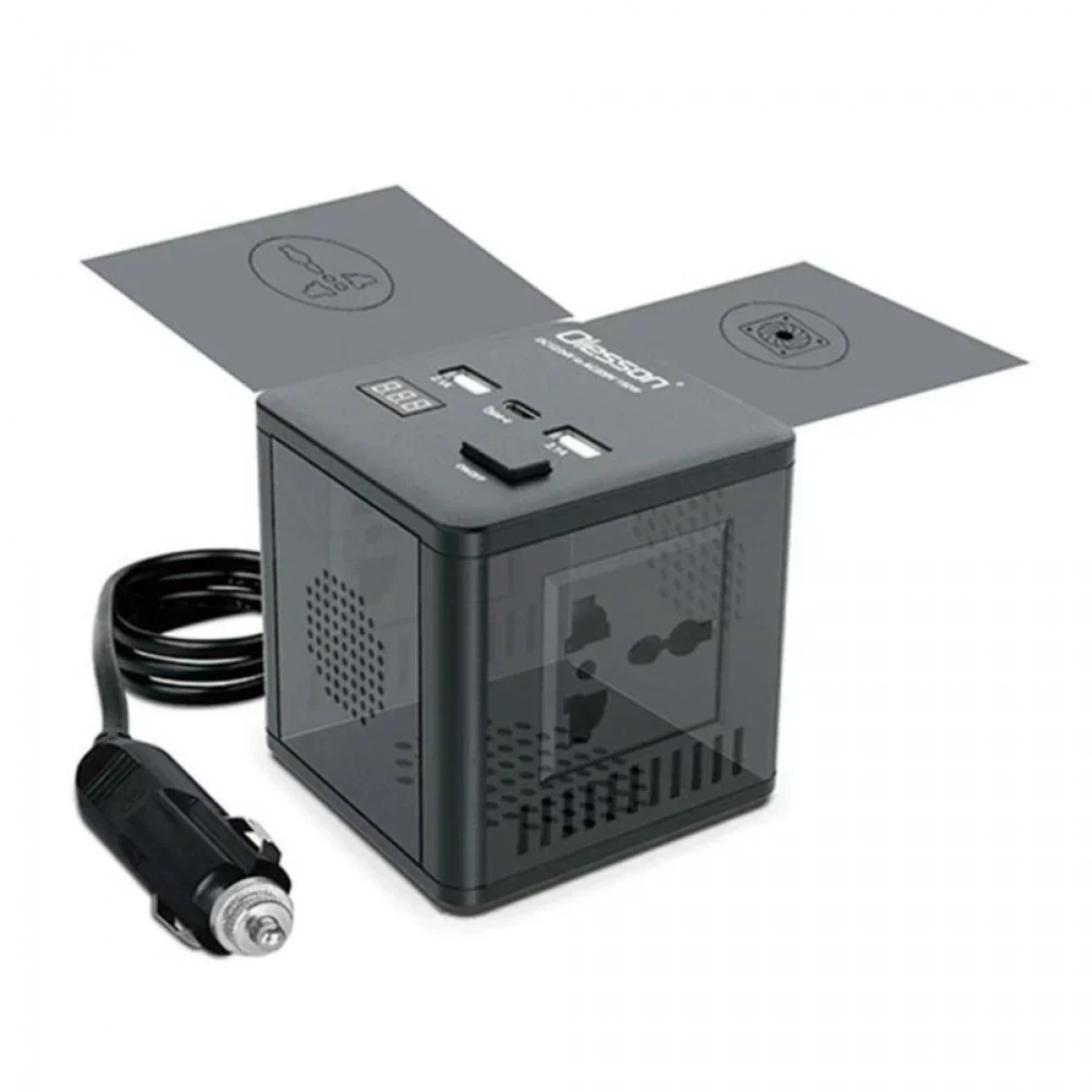 Inverter Αυτοκινήτου 150W για μετατροπή 12/24V DC σε 220V AC με 2xUSB Olesson 1663 μαύρο