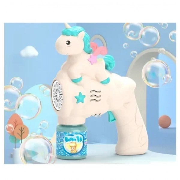 Παιδικό πιστόλι χειρός Unicorn για αυτόματες φυσαλίδες λευκό - μπλε