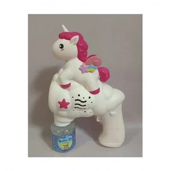 Παιδικό πιστόλι χειρός Unicorn για αυτόματες φυσαλίδες λευκό – ροζ
