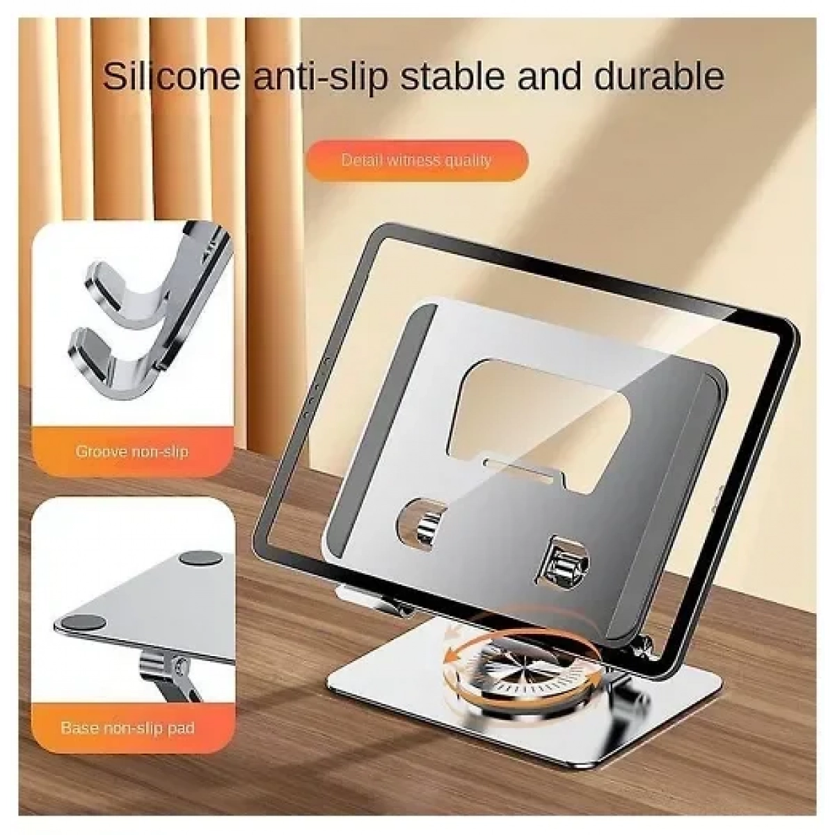 Περιστρεφόμενη μεταλλική βάση tablet 360° Tablet Computer Rotary Support ασημί - Image 4