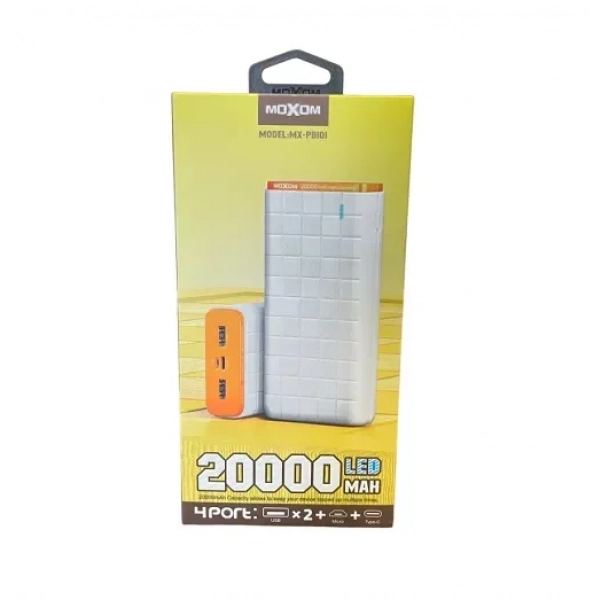 Power bank γρήγορης φόρτισης 20000 mAh Moxom MX-PB101 λευκό