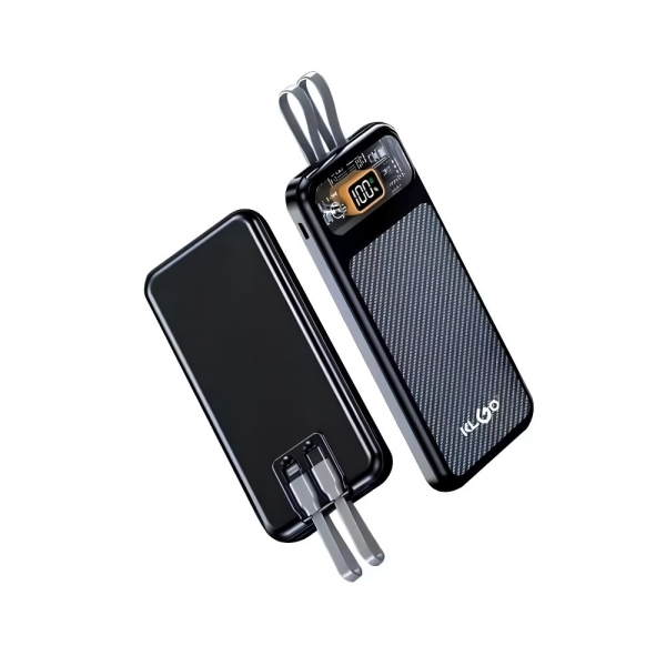 Powerbank Γρήγορης Φόρτισης 10000mAh 20w με ενσωματωμένη οθόνη LED KLGO KP-22 σε Μαύρο Χρώμα