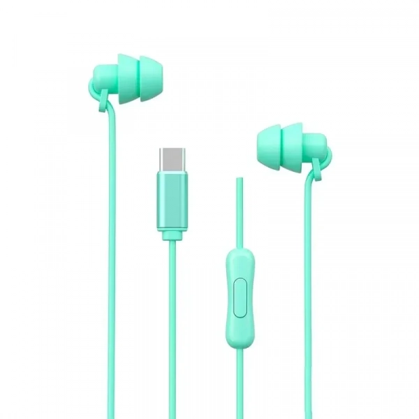 WK YB02 In-ear Handsfree Ενσύρματα με Βύσμα Type C Πράσινο